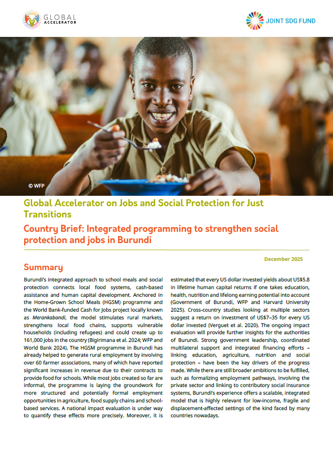 Country Brief: Integrated programming to strengthen social protection and jobs in Burundi 