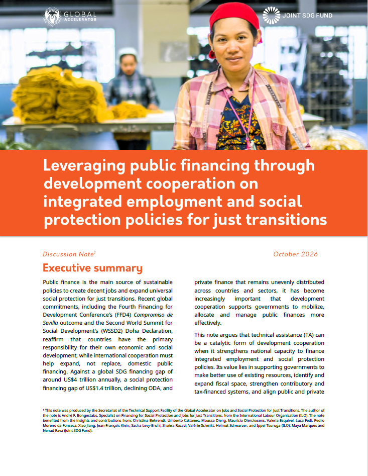 Leveraging public financing through development cooperation on integrated employment and social protection policies for just transitions