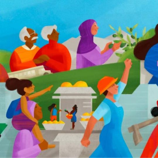 Creative featuring women and care workers