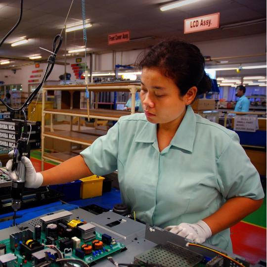 Woman working in a factory