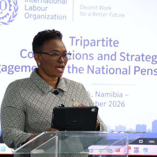 Woman speaking at an event