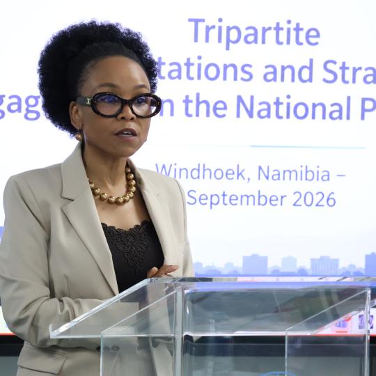 Woman speaking at an event