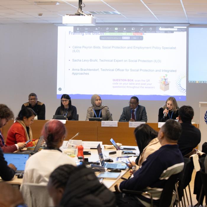 Women and men at a training