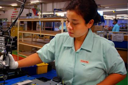 Woman working in a factory