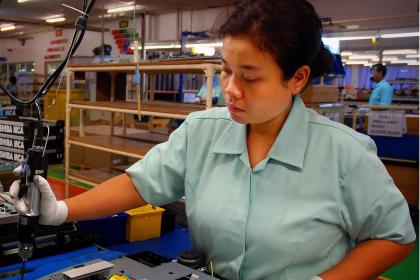Woman working in a factory