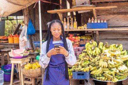 Woman on her phone in Africa