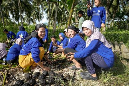 Young women smiling