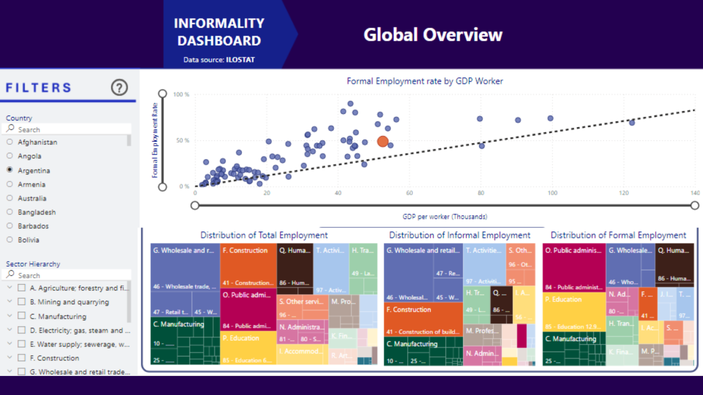 Screenshot from the Informality Dashboard