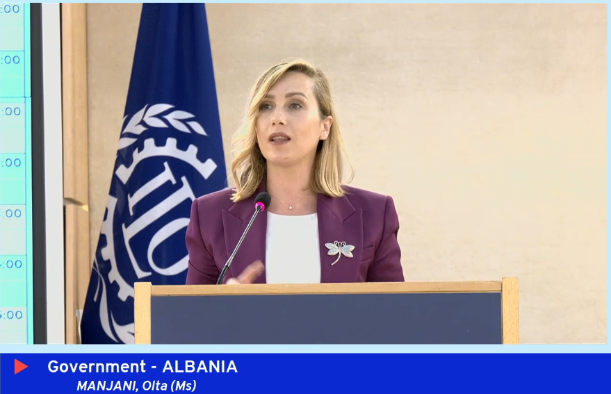 Woman at a podium