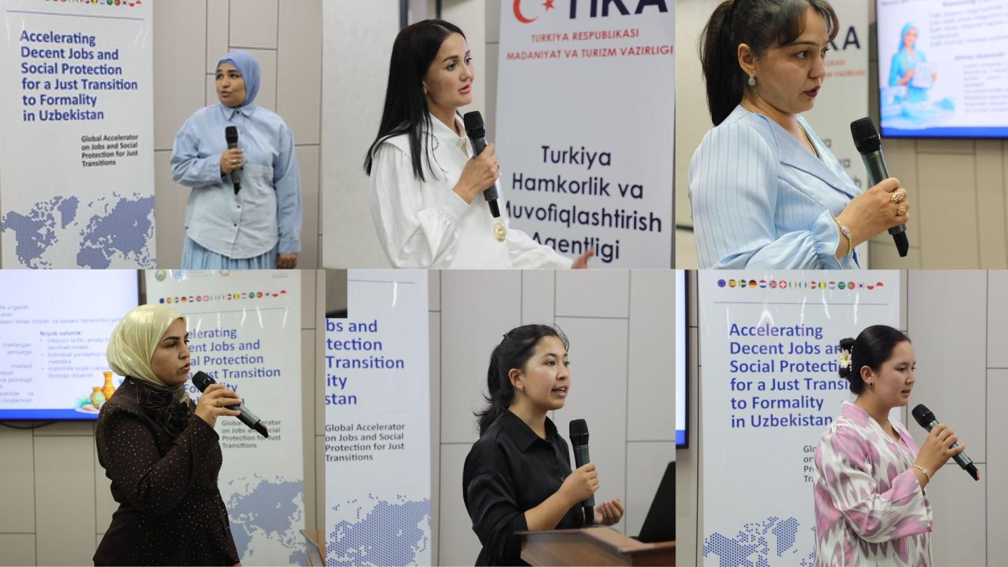 Collage of women entrepreneurs speaking at the event