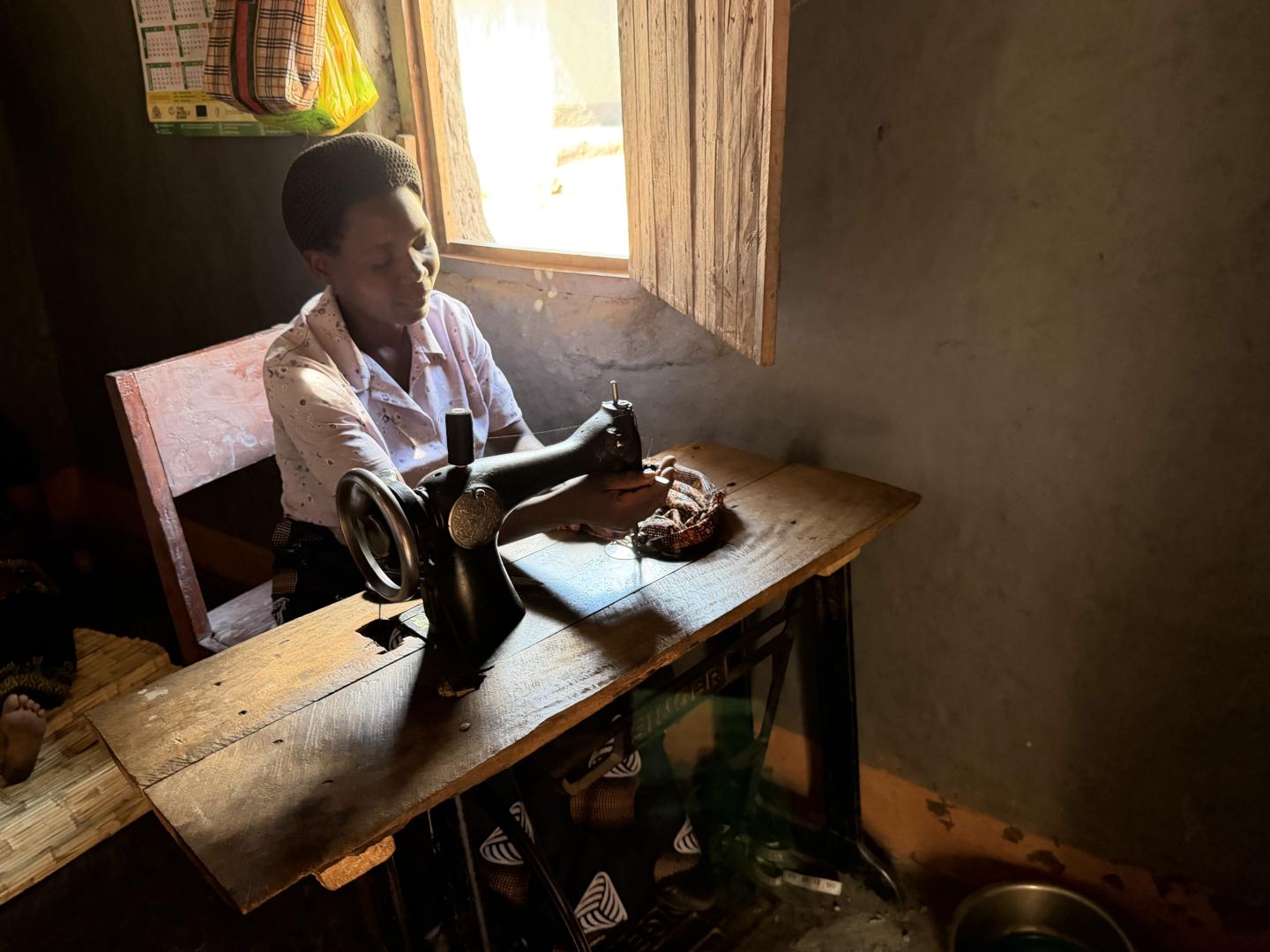 Woman sewing clothes